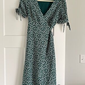 Floral Green Wrap Dress